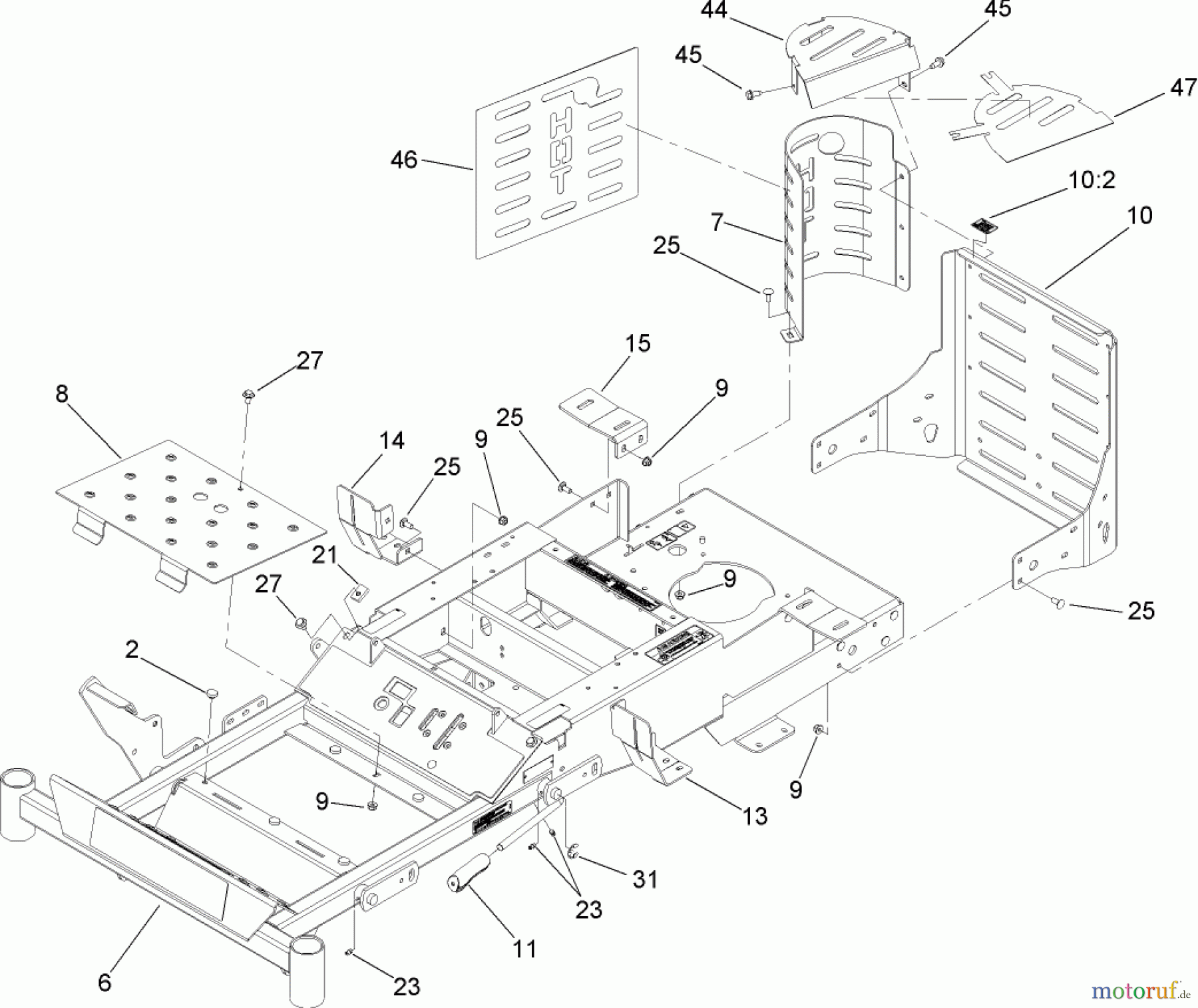  Zerto-Turn Mäher 74409TE (Z340) - Toro Z Master Mower, 102cm 7-Gauge Side Discharge Deck (SN: 270000701 - 270999999) (2007) FRAME ASSEMBLY