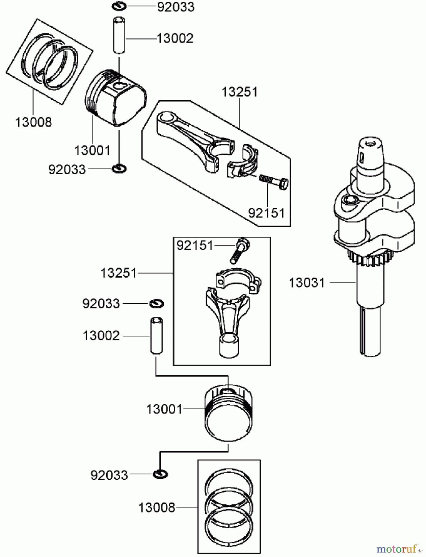  Zerto-Turn Mäher 74409TE (Z340) - Toro Z Master Mower, 102cm 7-Gauge Side Discharge Deck (SN: 270000701 - 270999999) (2007) PISTON AND CRANKSHAFT ASSEMBLY KAWASAKI FH580V-AS50-R