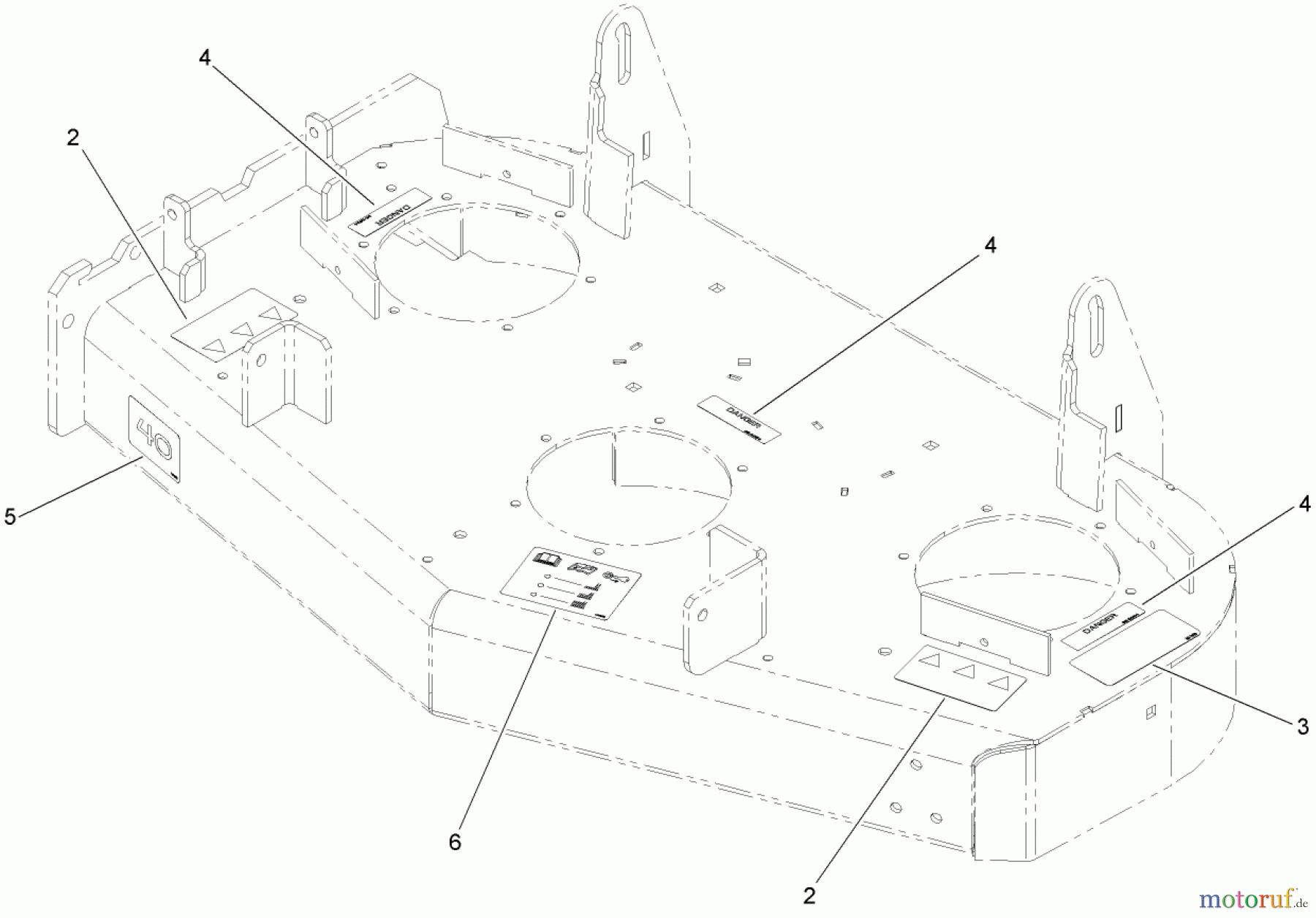  Zerto-Turn Mäher 74409TE (Z340) - Toro Z Master Mower, 102cm 7-Gauge Side Discharge Deck (SN: 270000001 - 270000700) (2007) DECK DECAL ASSEMBLY NO. 112-3843