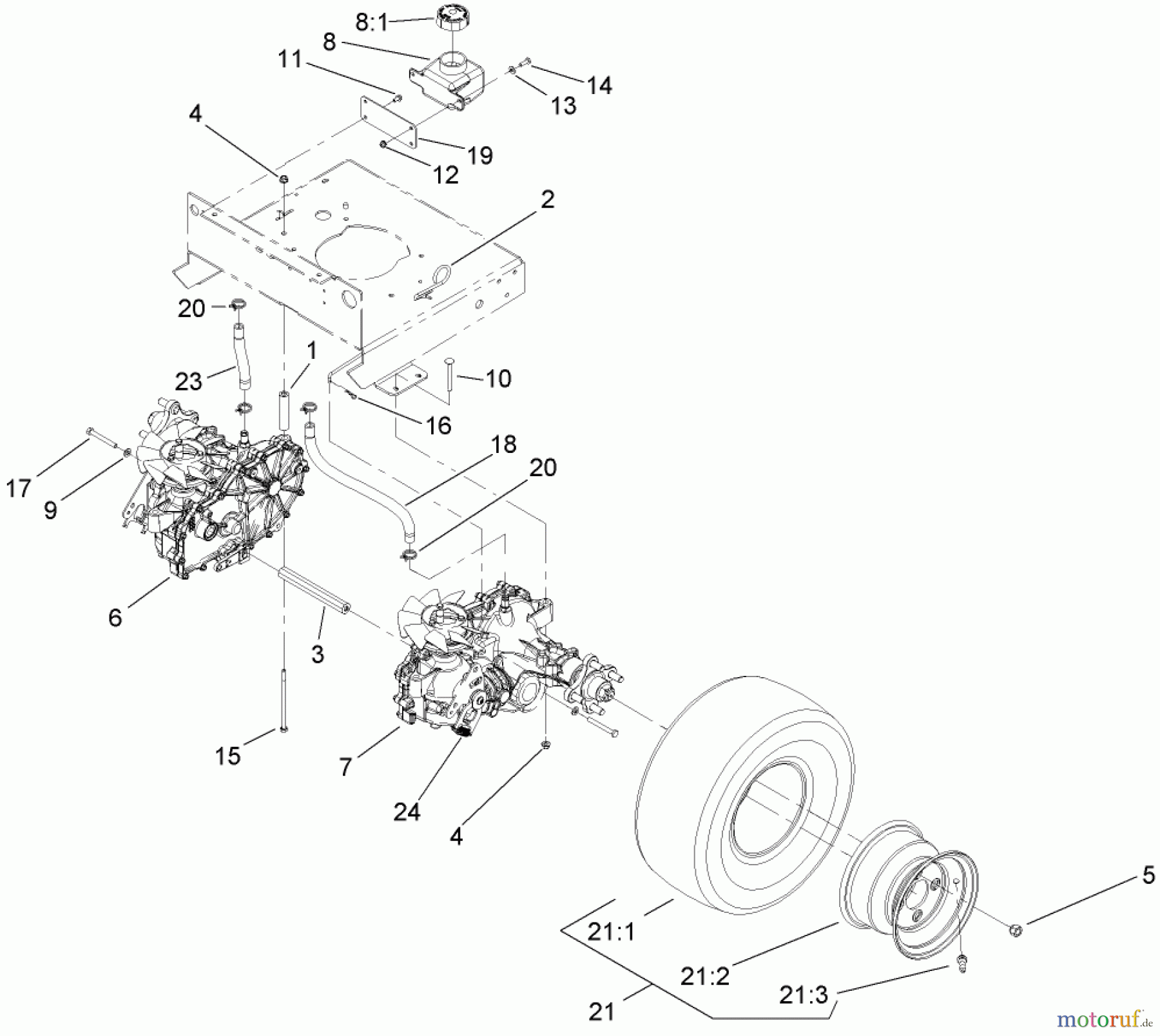  Zerto-Turn Mäher 74409TE (Z340) - Toro Z Master Mower, 102cm 7-Gauge Side Discharge Deck (SN: 270000001 - 270000700) (2007) HYDRAULIC DRIVE ASSEMBLY