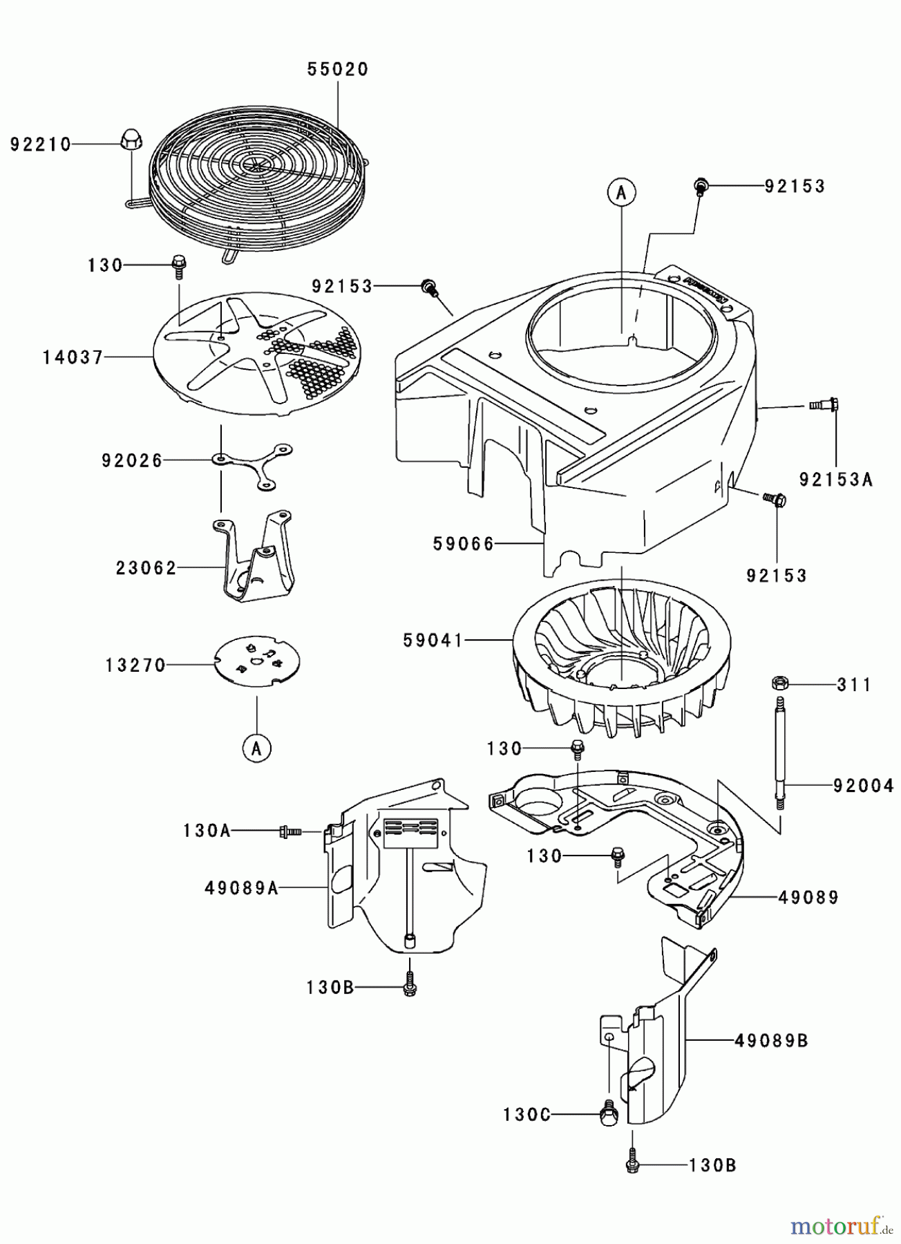  Zerto-Turn Mäher 74411TE (Z149) - Toro Z Master Mower, 112cm SFS Side Discharge Deck (SN: 250000001 - 250999999) (2005) COOLING EQUIPMENT ASSEMBLY  KAWASAKI FH580V AS29