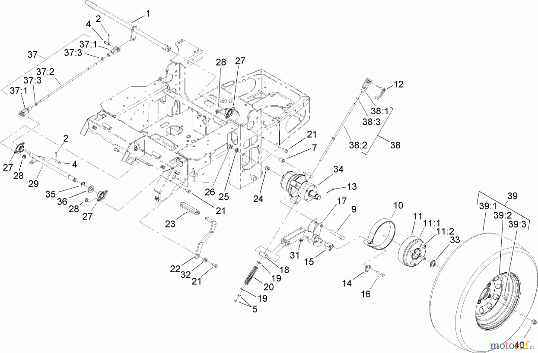  Zerto-Turn Mäher 74411TE (Z149) - Toro Z Master Mower, 112cm SFS Side Discharge Deck (SN: 260000001 - 260999999) (2006) PARKING BRAKE ASSEMBLY