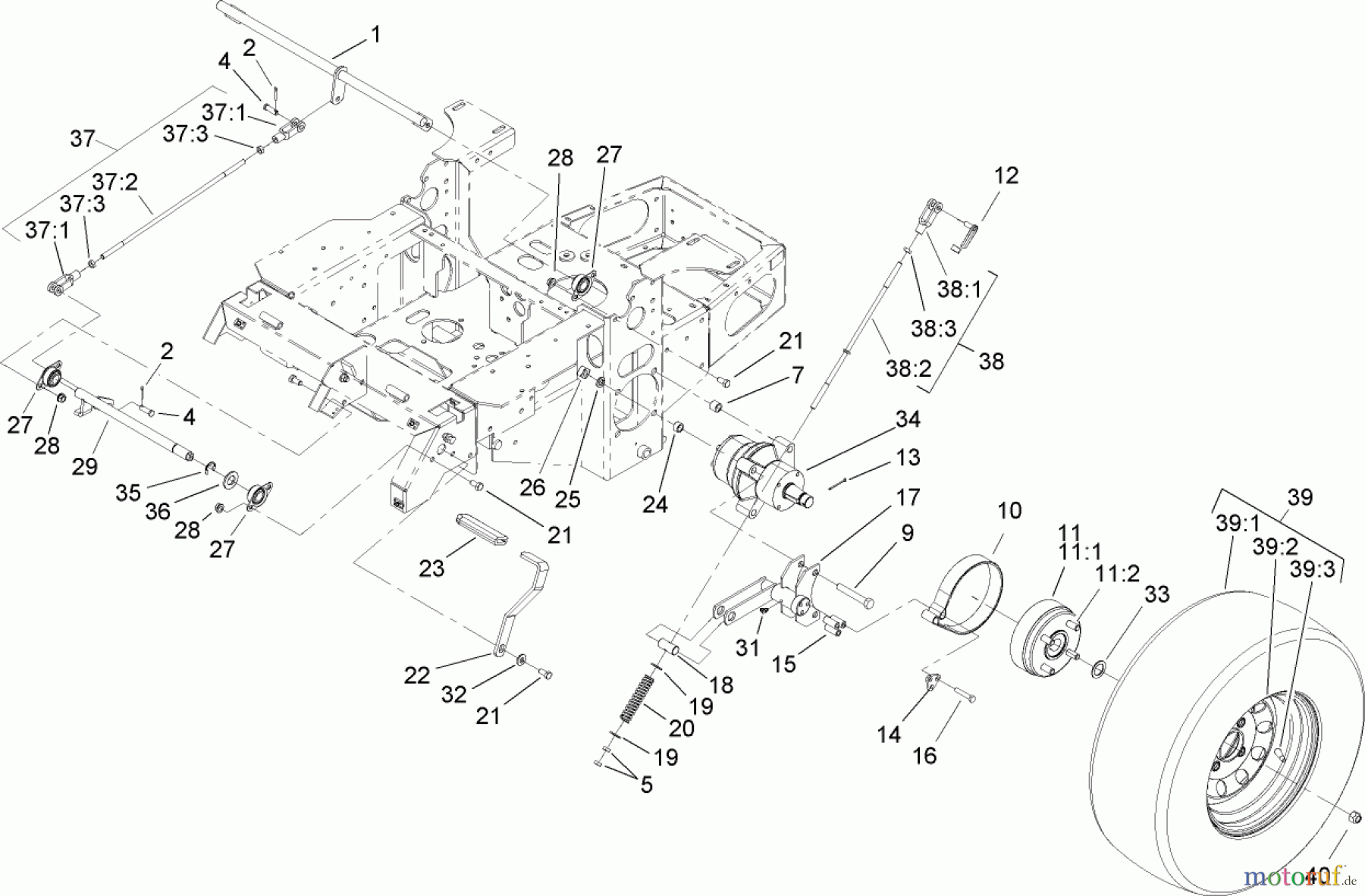  Zerto-Turn Mäher 74416TE (Z453) - Toro Z Master Mower, 132cm TURBO FORCE Side Discharge Deck (SN: 250000001 - 250005000) (2005) PARKING BRAKE ASSEMBLY