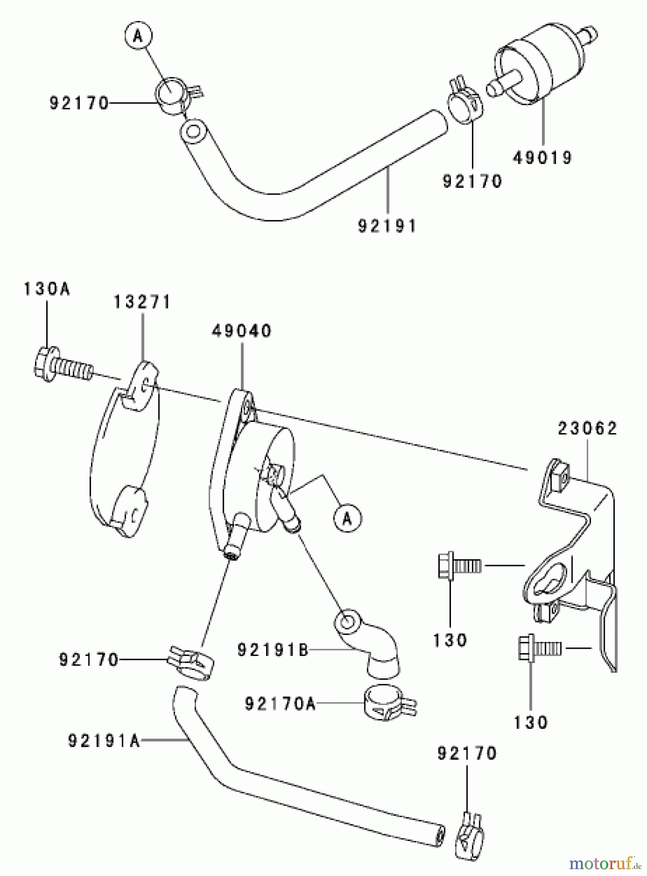  Zerto-Turn Mäher 74416TE (Z453) - Toro Z Master Mower, 132cm TURBO FORCE Side Discharge Deck (SN: 260000001 - 260999999) (2006) FUEL TANK / FUEL VALVE ASSEMBLY KAWASAKI FH680V-AS21