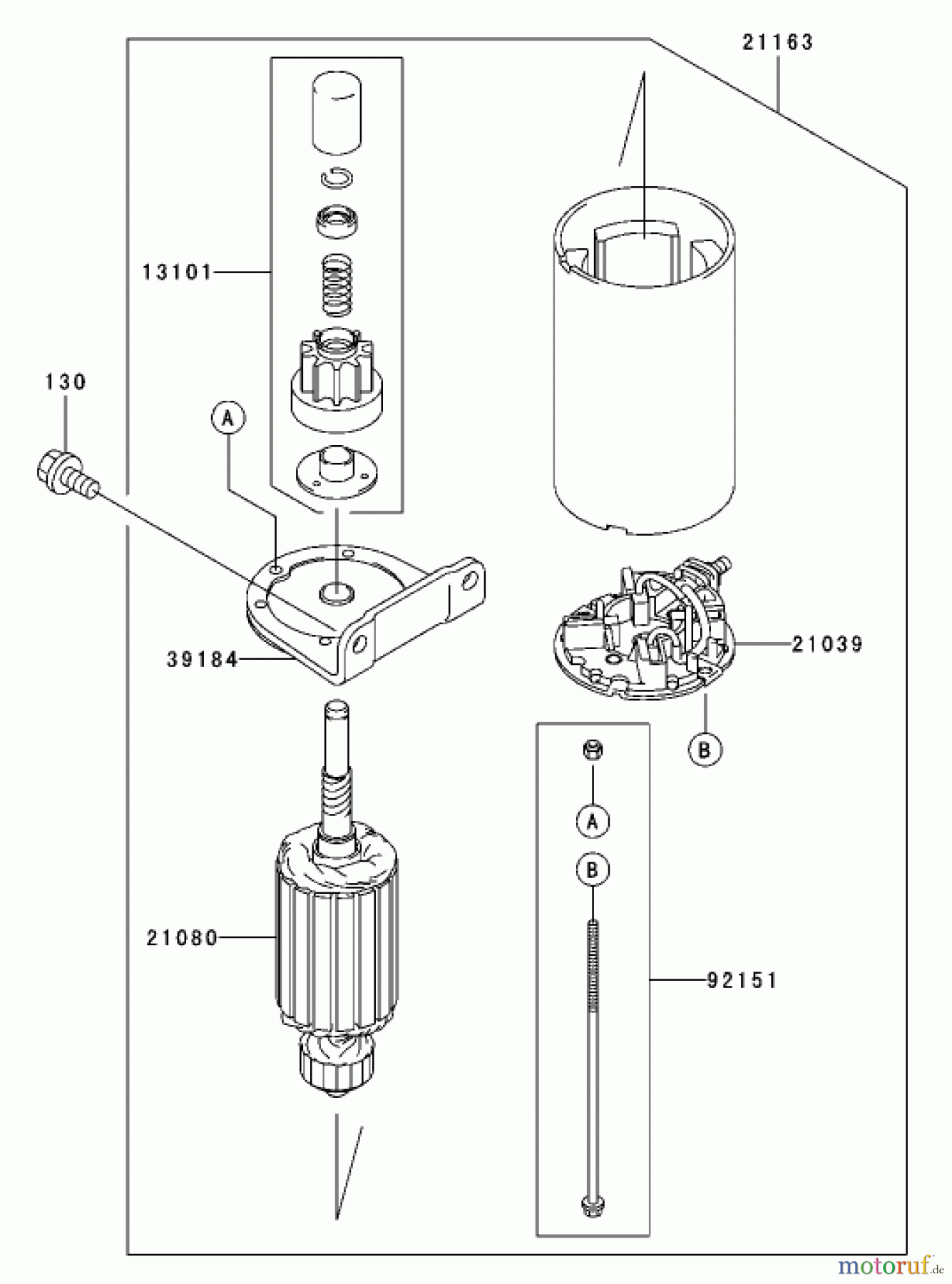  Zerto-Turn Mäher 74416TE (Z453) - Toro Z Master Mower, 132cm TURBO FORCE Side Discharge Deck (SN: 260000001 - 260999999) (2006) STARTER ASSEMBLY KAWASAKI FH680V-AS21