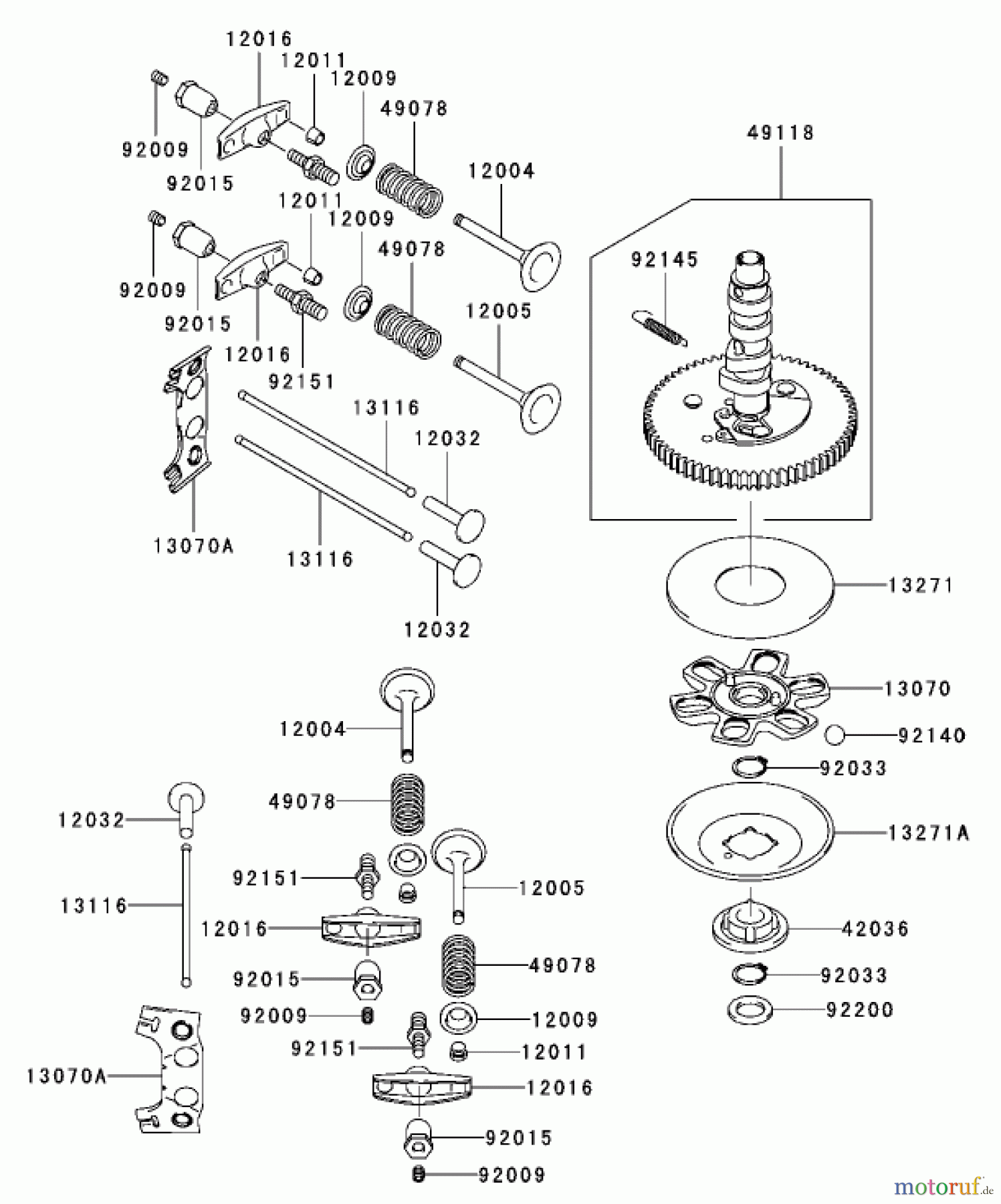  Zerto-Turn Mäher 74416TE (Z453) - Toro Z Master Mower, 132cm TURBO FORCE Side Discharge Deck (SN: 260000001 - 260999999) (2006) VALVE / CAMSHAFT ASSEMBLY KAWASAKI FH680V-AS21