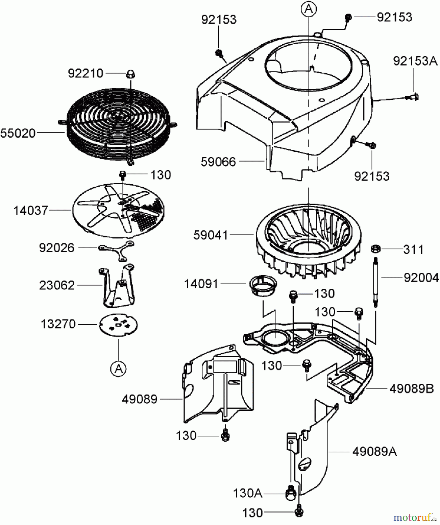  Zerto-Turn Mäher 74416TE (Z453) - Toro Z Master Mower, 132cm TURBO FORCE Side Discharge Deck (SN: 270002001 - 270999999) (2007) COOLING EQUIPMENT ASSEMBLY KAWASAKI FH680V-DS21