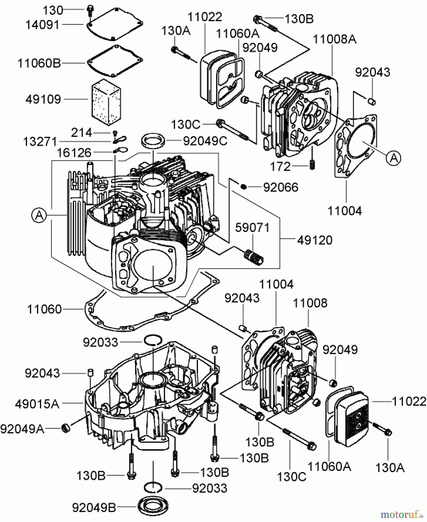  Zerto-Turn Mäher 74416TE (Z453) - Toro Z Master Mower, 132cm TURBO FORCE Side Discharge Deck (SN: 270002001 - 270999999) (2007) CYLINDER AND CRANKCASE ASSEMBLY KAWASAKI FH680V-DS21