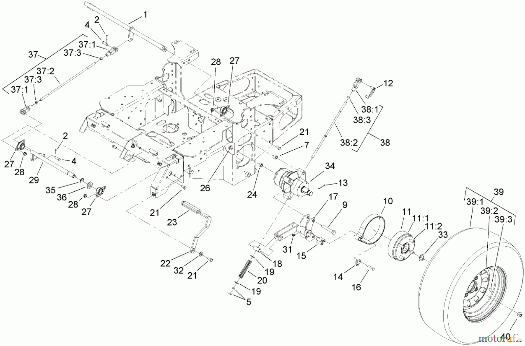  Zerto-Turn Mäher 74416TE (Z453) - Toro Z Master Mower, 132cm TURBO FORCE Side Discharge Deck (SN: 270002001 - 270999999) (2007) PARKING BRAKE ASSEMBLY