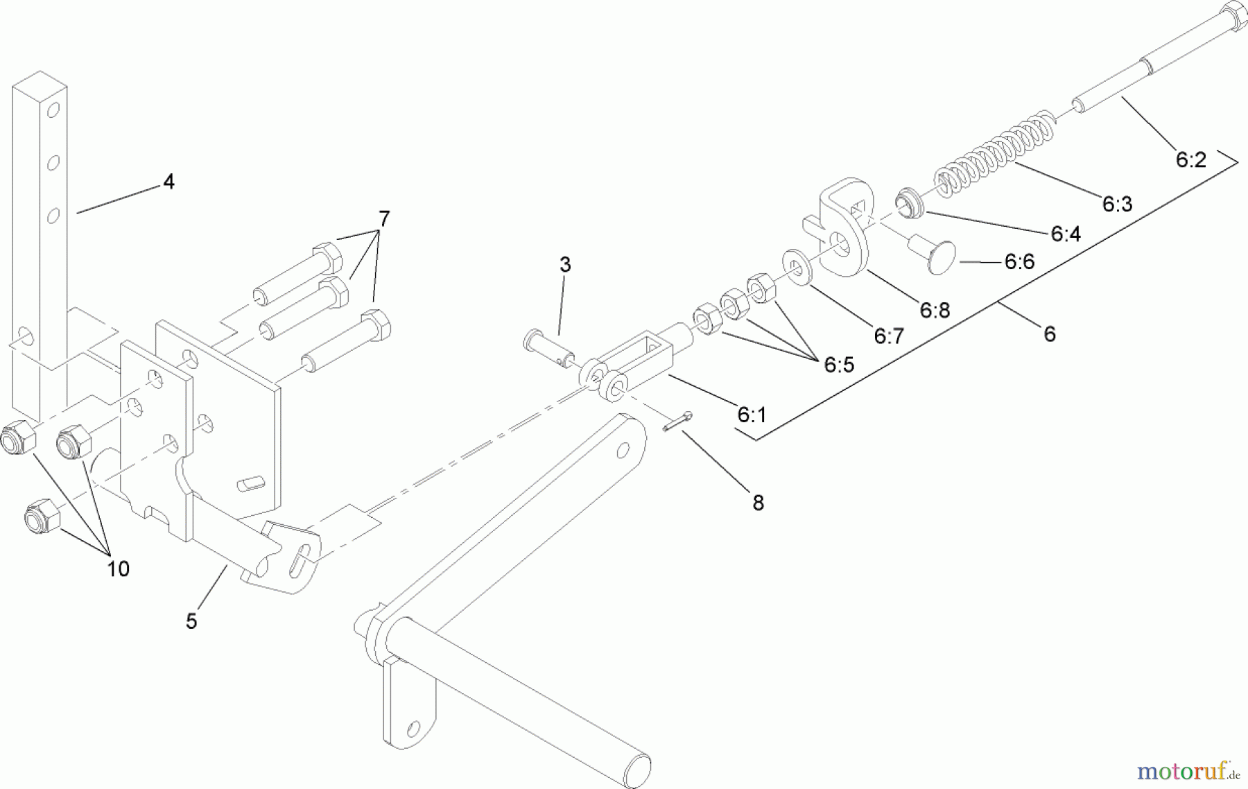  Zerto-Turn Mäher 74416TE (Z453) - Toro Z Master Mower, 132cm TURBO FORCE Side Discharge Deck (SN: 270002001 - 270999999) (2007) RIGHT HAND MOTION CONTROL ASSEMBLY NO. 109-3911