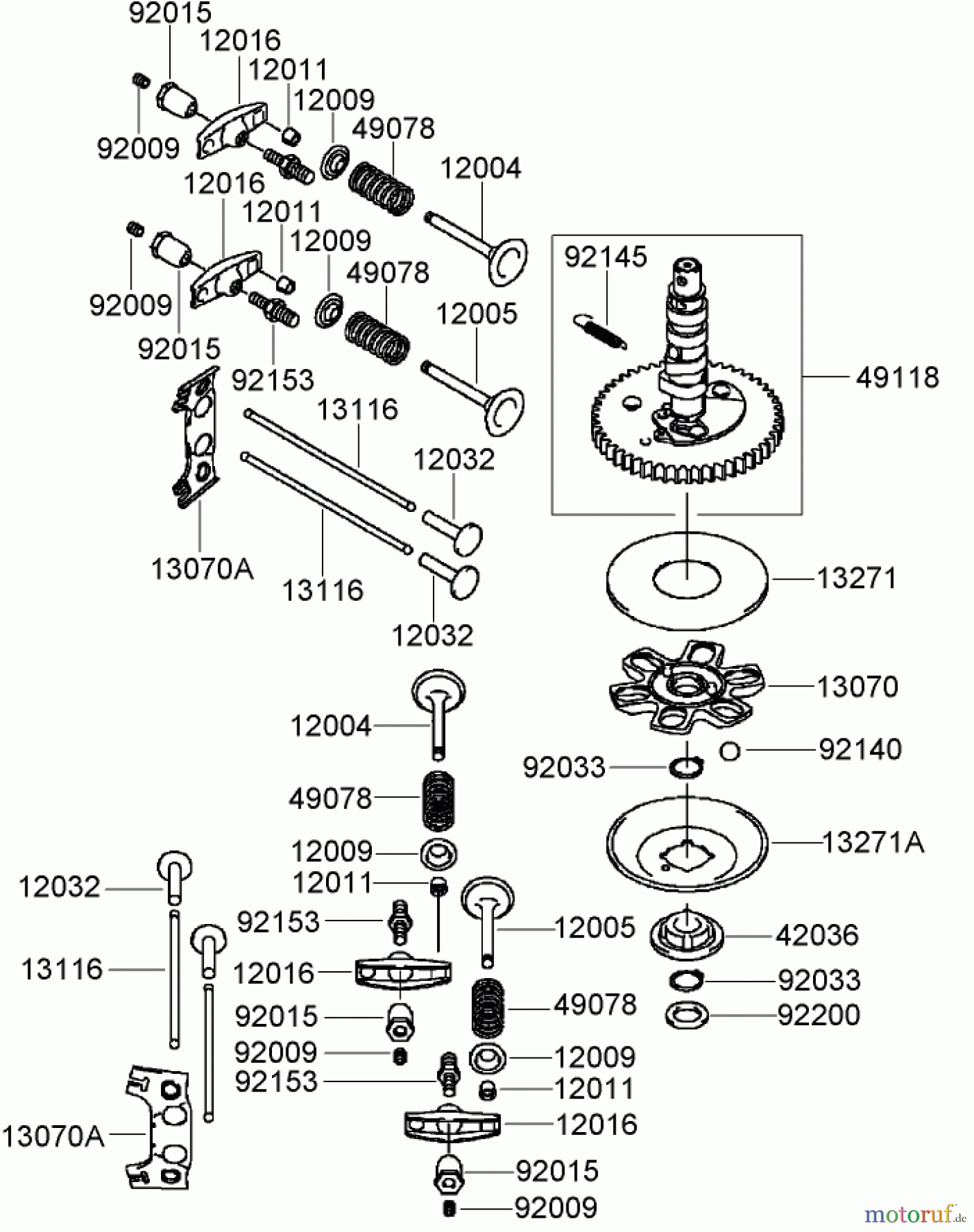  Zerto-Turn Mäher 74416TE (Z453) - Toro Z Master Mower, 132cm TURBO FORCE Side Discharge Deck (SN: 270002001 - 270999999) (2007) VALVE AND CAMSHAFT ASSEMBLY KAWASAKI FH680V-DS21