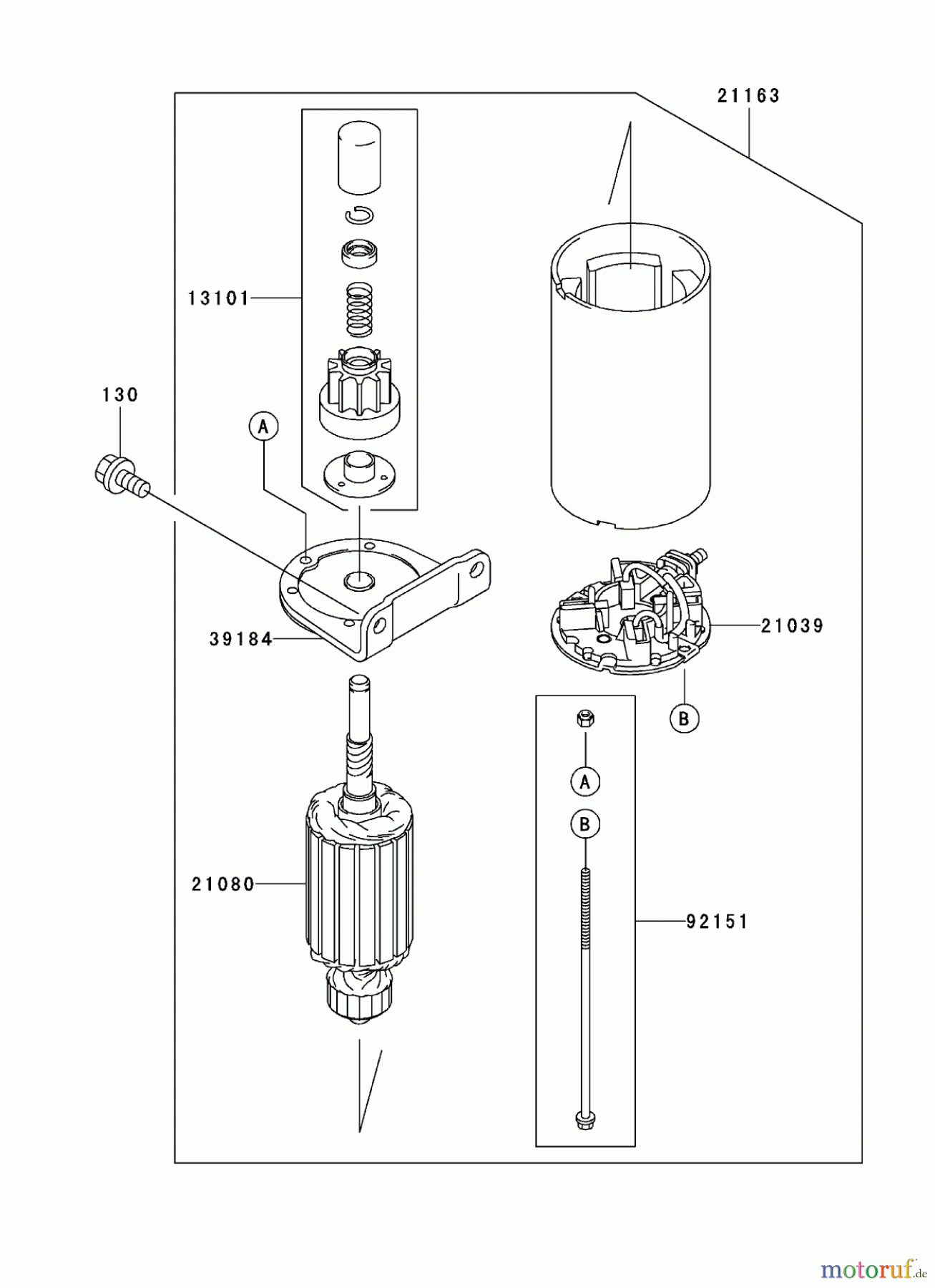  Zerto-Turn Mäher 74421TE (Z450) - Toro Z Master Mower, 122cm TURBO FORCE Side Discharge Deck (SN: 280000001 - 280999999) (2008) STARTER ASSEMBLY KAWASAKI FH580V AS30