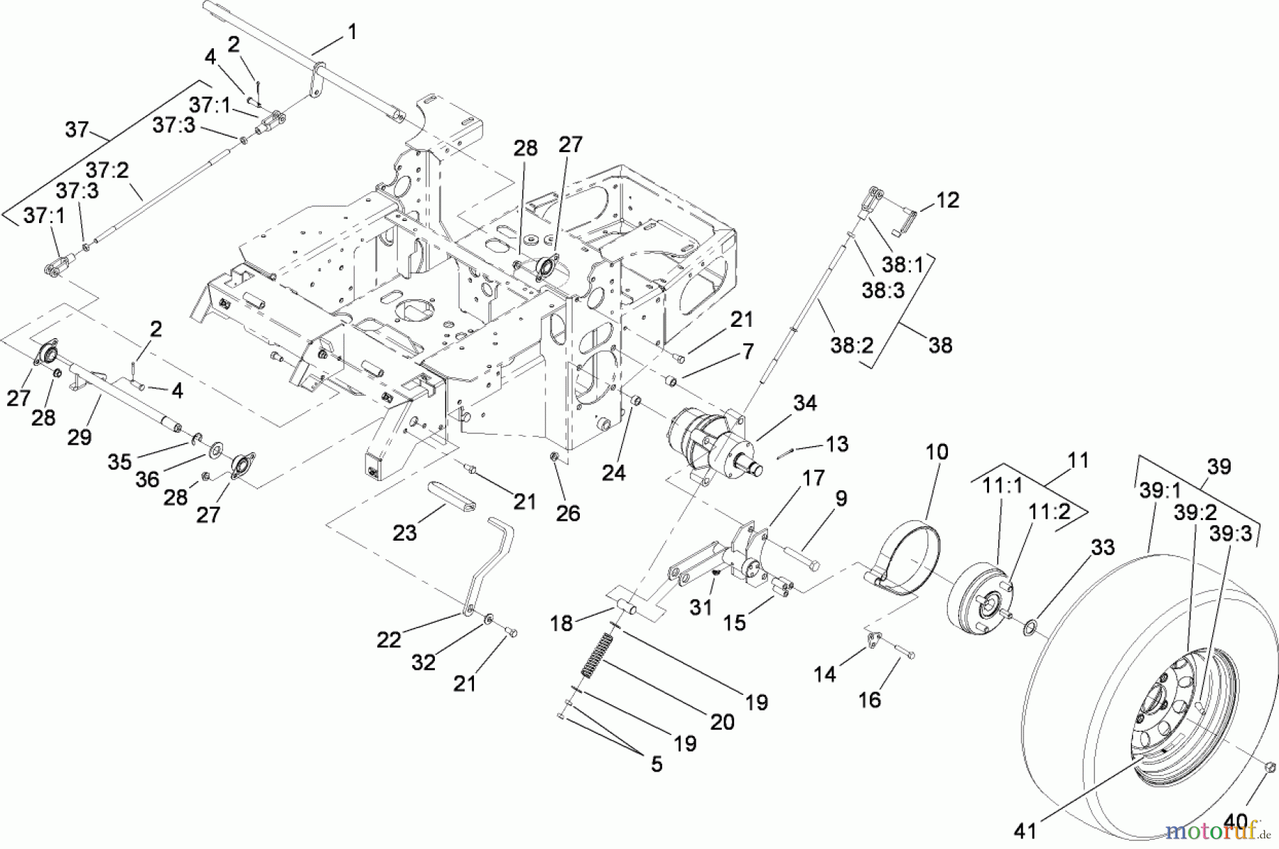  Zerto-Turn Mäher 74450TE (Z400) - Toro Z Master Mower, 122cm TURBO FORCE Side Discharge Deck (SN: 290000001 - 290999999) (2009) PARKING BRAKE ASSEMBLY