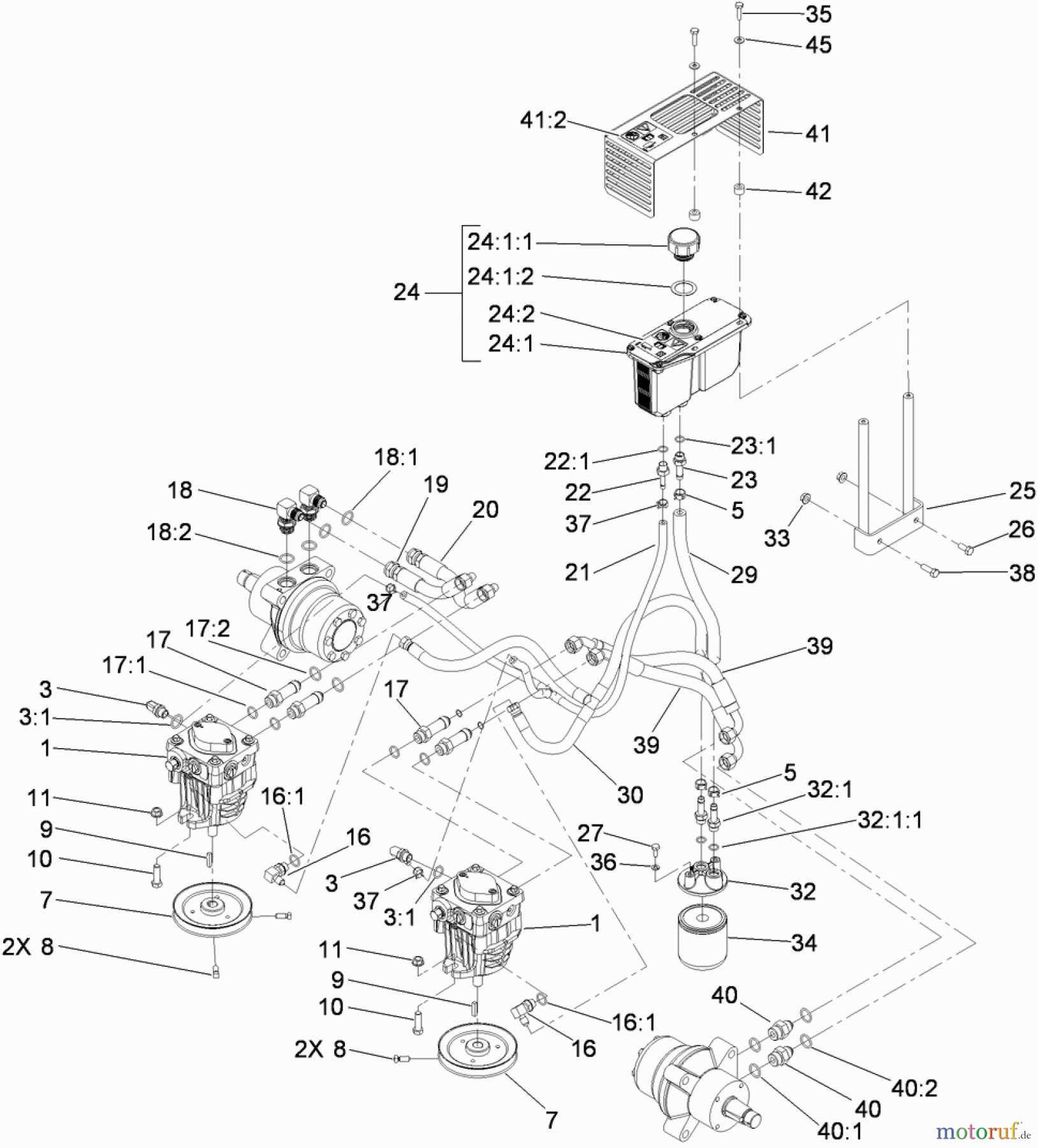  Zerto-Turn Mäher 74450TE (Z400) - Toro Z Master Mower, 122cm TURBO FORCE Side Discharge Deck (SN: 310000001 - 310999999) (2010) HYDRAULIC ASSEMBLY