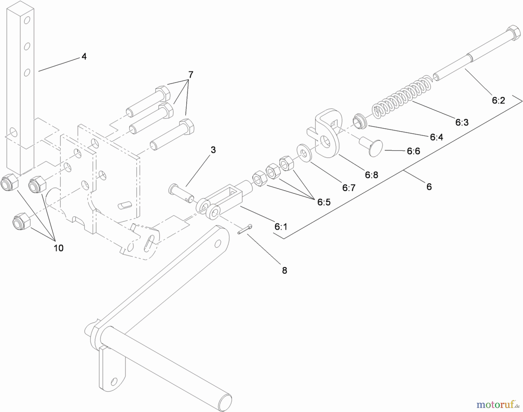  Zerto-Turn Mäher 74450TE (Z400) - Toro Z Master Mower, 122cm TURBO FORCE Side Discharge Deck (SN: 310000001 - 310999999) (2010) RH MOTION CONTROL ASSEMBLY NO.109-3911