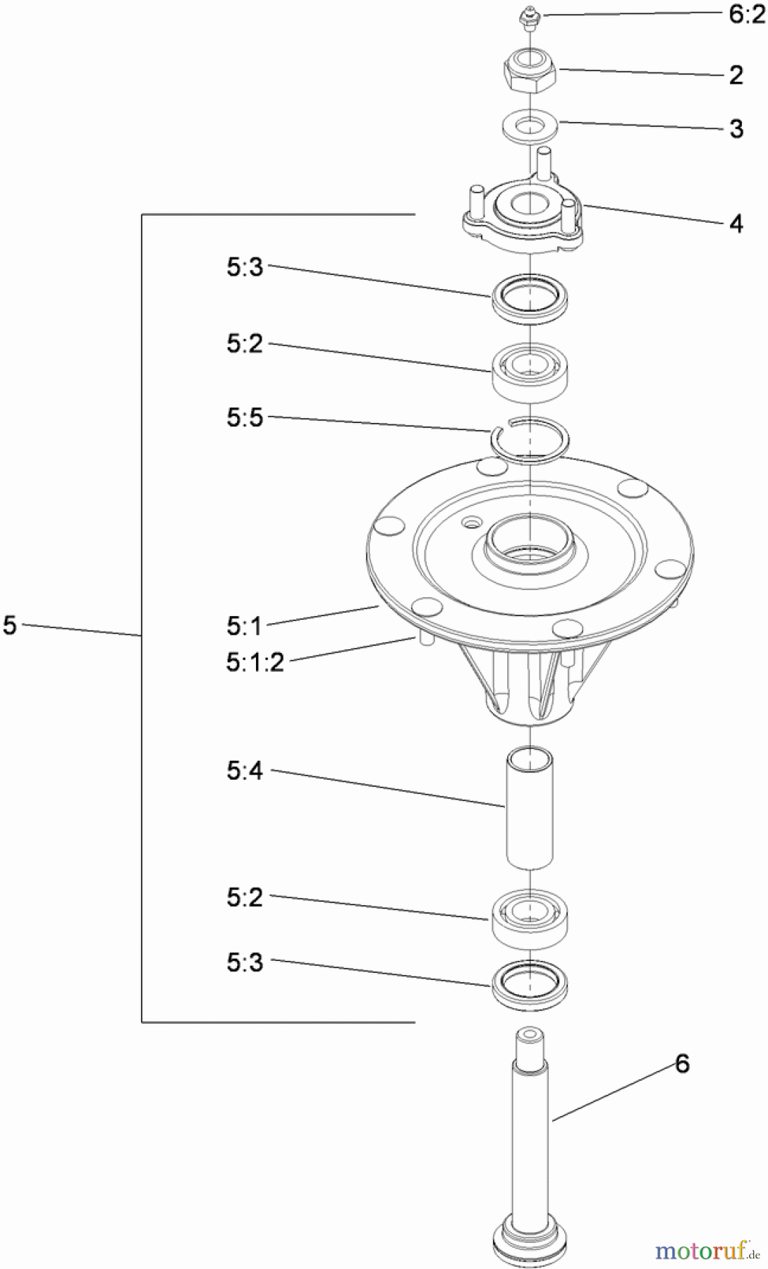  Zerto-Turn Mäher 74450TE (Z400) - Toro Z Master Mower, 122cm TURBO FORCE Side Discharge Deck (SN: 310000001 - 310999999) (2010) SPINDLE ASSEMBLY NO. 117-6158