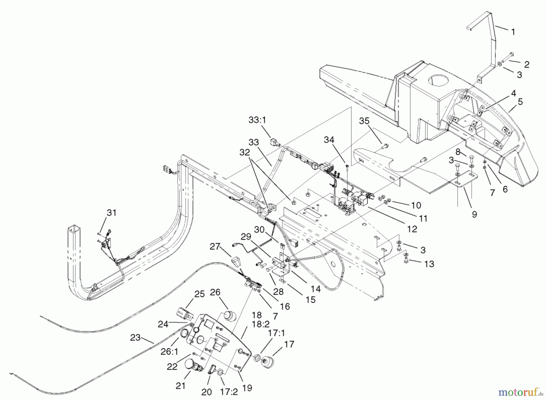  Zerto-Turn Mäher 74804TE (Z350) - Toro Z Master, 122cm Mower and Bagger (SN: 220000001 - 220999999) (2002) ELECTRICAL #1 ASSEMBLY