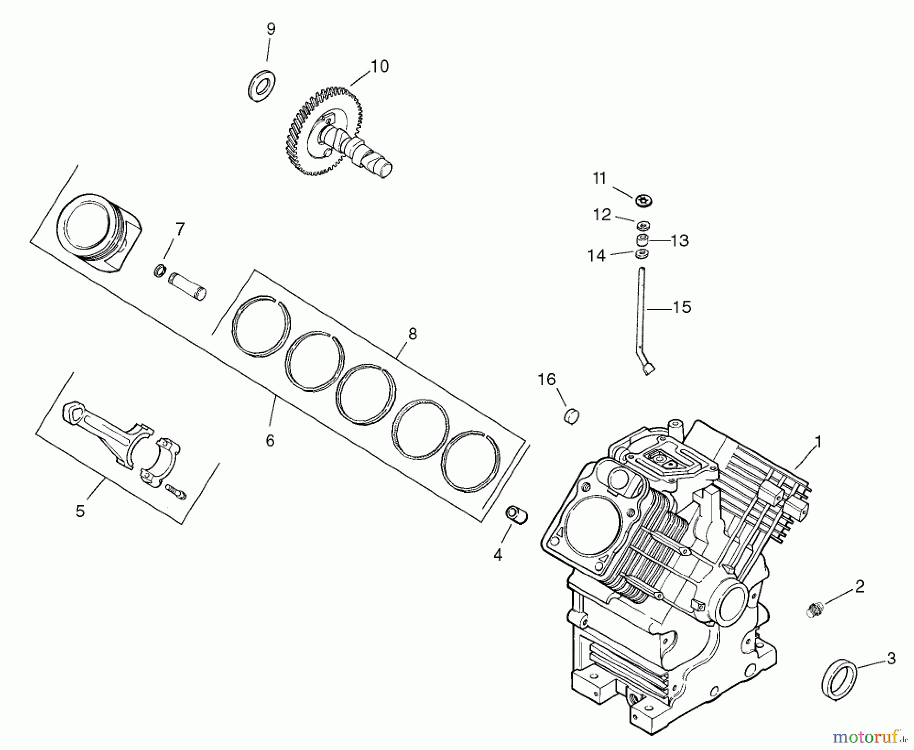  Zerto-Turn Mäher 74804TE (Z350) - Toro Z Master, 122cm Mower and Bagger (SN: 220000001 - 220999999) (2002) GROUP 2-CRANKCASE ASSEMBLY KOHLER CH20S PS-64675