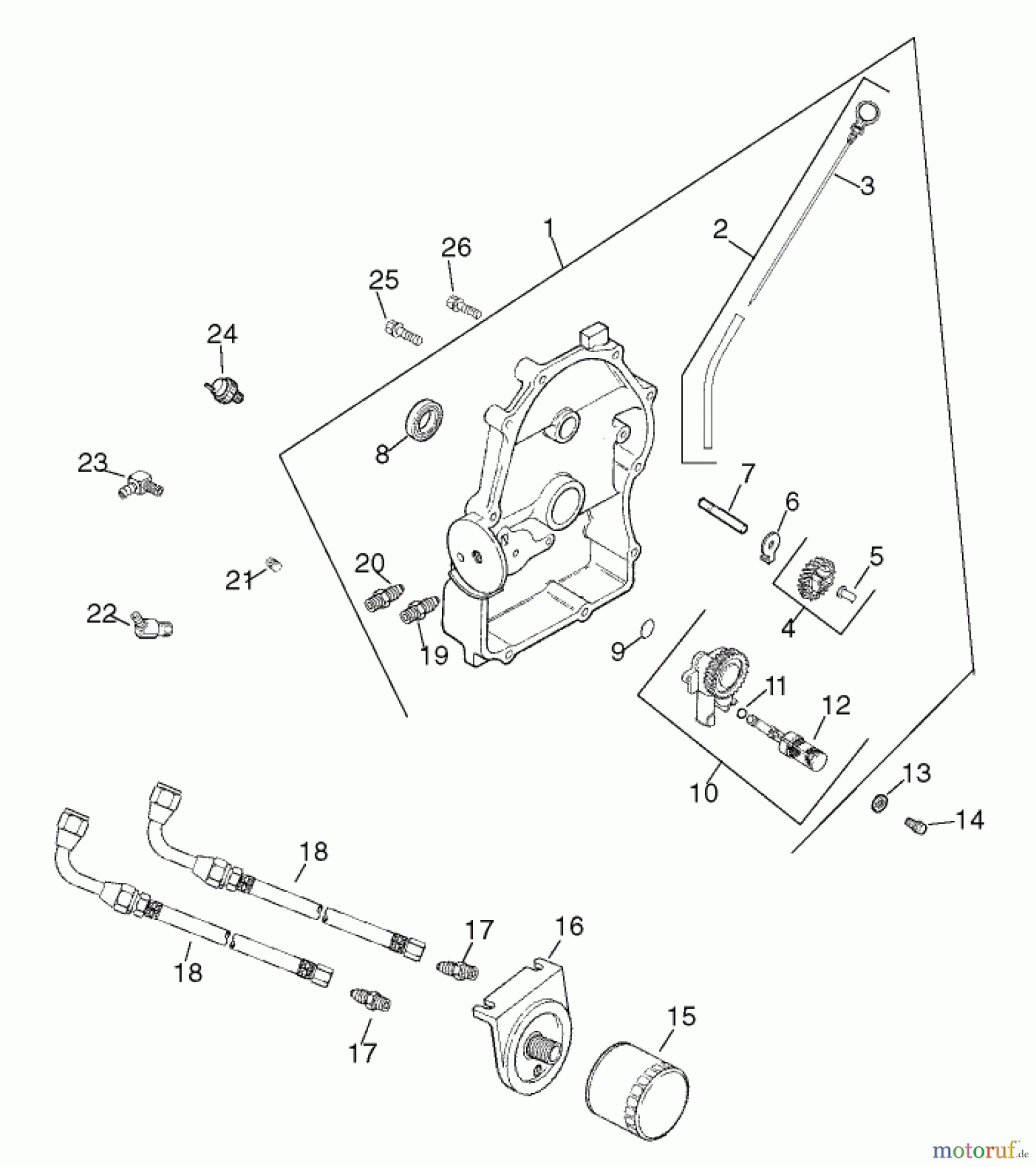  Zerto-Turn Mäher 74804TE (Z350) - Toro Z Master, 122cm Mower and Bagger (SN: 220000001 - 220999999) (2002) GROUP 3-OIL PAN/LUBRICATION ASSEMBLY KOHLER CH20S PS-64675