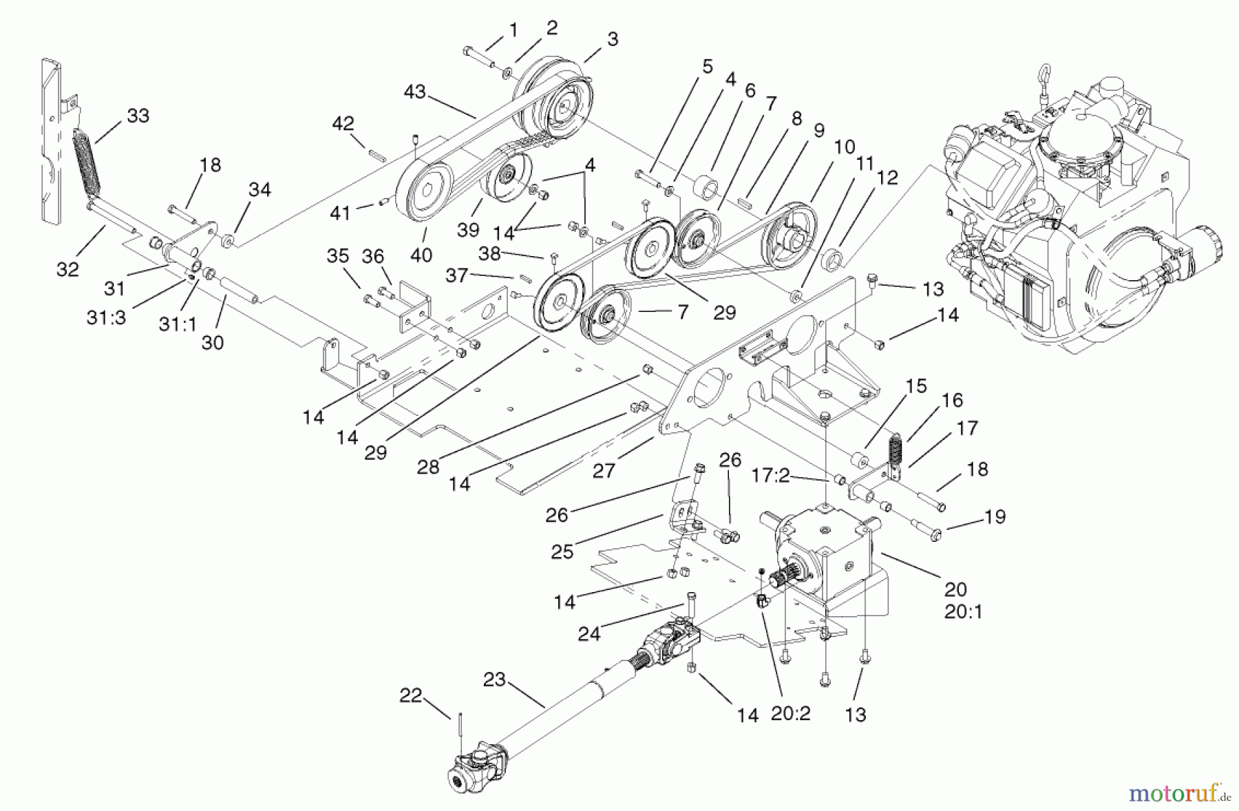  Zerto-Turn Mäher 74804TE (Z350) - Toro Z Master, 122cm Mower and Bagger (SN: 220000001 - 220999999) (2002) PTO / HYDRO DRIVE ASSEMBLY