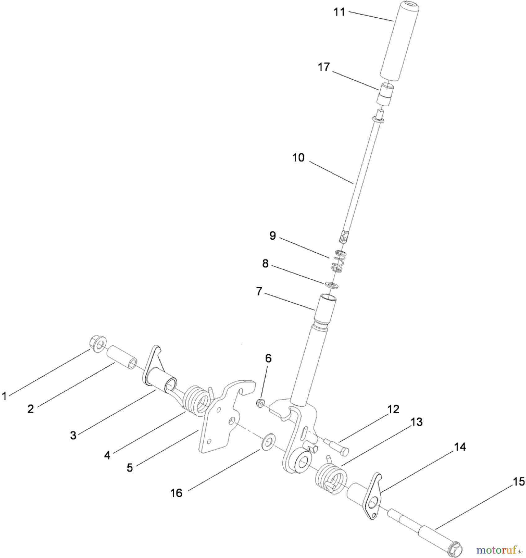  Zerto-Turn Mäher 74923TE - Toro Z Master G3 Riding Mower, 132cm TURBO FORCE Side Discharge Deck (SN: 310000001 - 310999999) (2010) BRAKE HANDLE ASSEMBLY NO. 116-1878