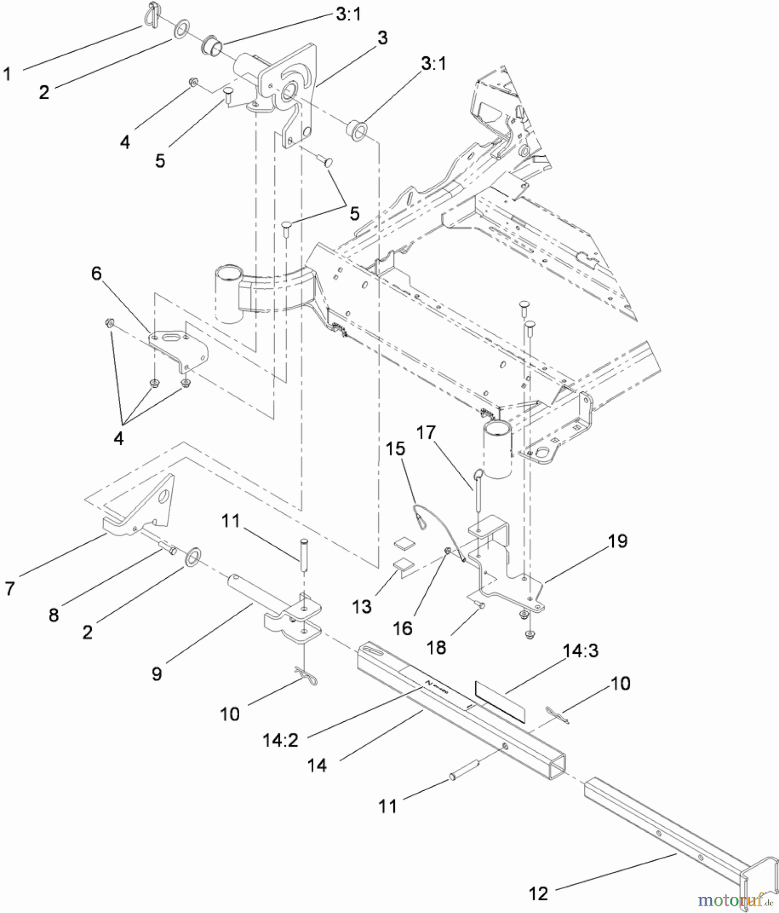  Zerto-Turn Mäher 74923TE - Toro Z Master G3 Riding Mower, 132cm TURBO FORCE Side Discharge Deck (SN: 310000001 - 310999999) (2010) Z STAND ASSEMBLY