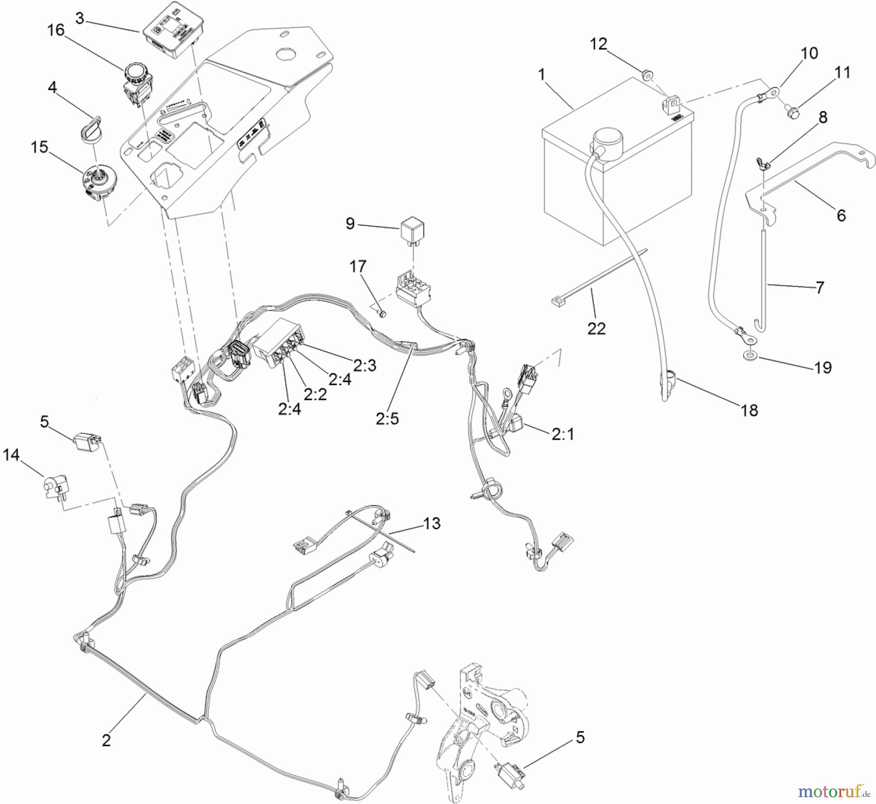  Zerto-Turn Mäher 74923TE - Toro Z Master G3 Riding Mower, 132cm TURBO FORCE Side Discharge Deck (SN: 311000001 - 311999999) (2011) ELECTRICAL SYSTEM ASSEMBLY