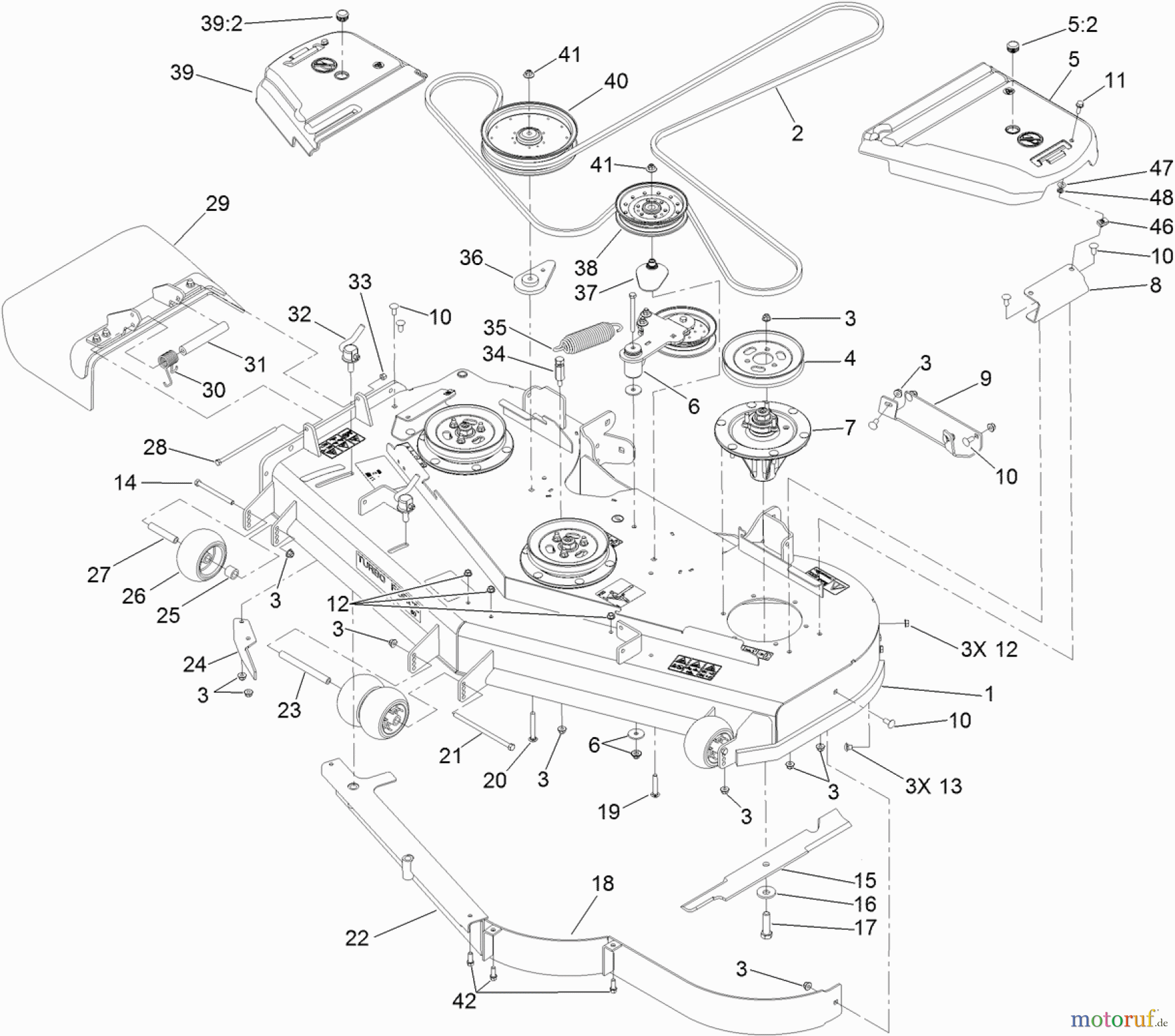  Zerto-Turn Mäher 74925TE - Toro Z Master G3 Riding Mower, 152cm TURBO FORCE Side Discharge Deck (SN: 311000001 - 311999999) (2011) DECK ASSEMBLY