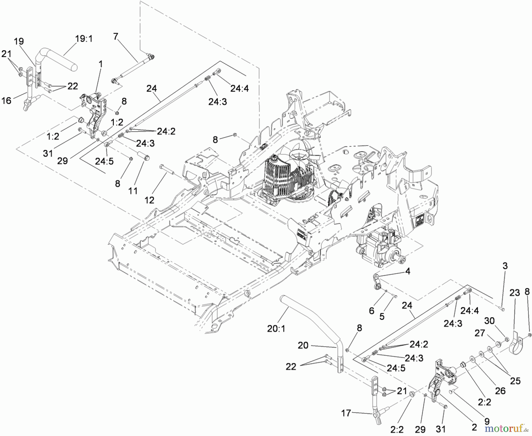  Zerto-Turn Mäher 74925TE - Toro Z Master G3 Riding Mower, 152cm TURBO FORCE Side Discharge Deck (SN: 311000001 - 311999999) (2011) MOTION CONTROL ASSEMBLY