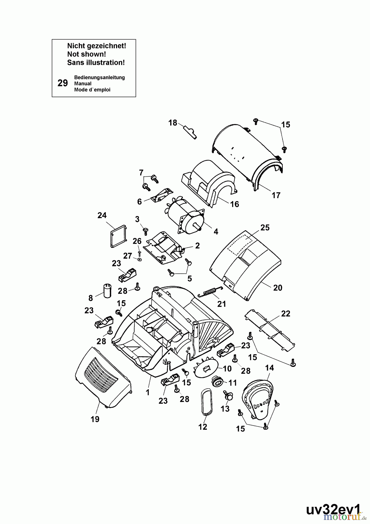  Wolf-Garten Electric verticutter UV 32 EV 3632680 Series A  (2003) Electric motor, Belt