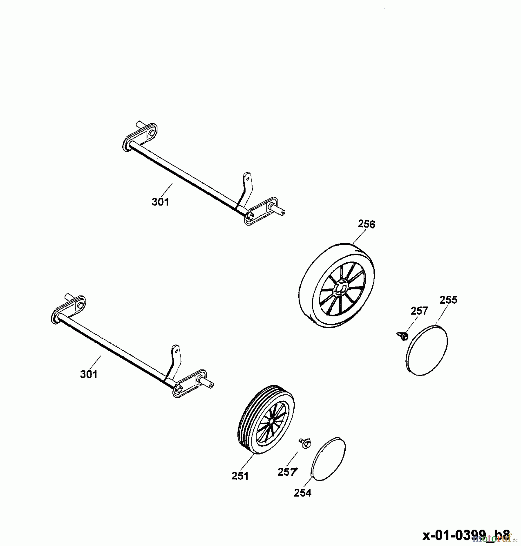  Wolf-Garten Battery mower 2.42 ACN 4942080 Series B  (1999) Axles, Wheels