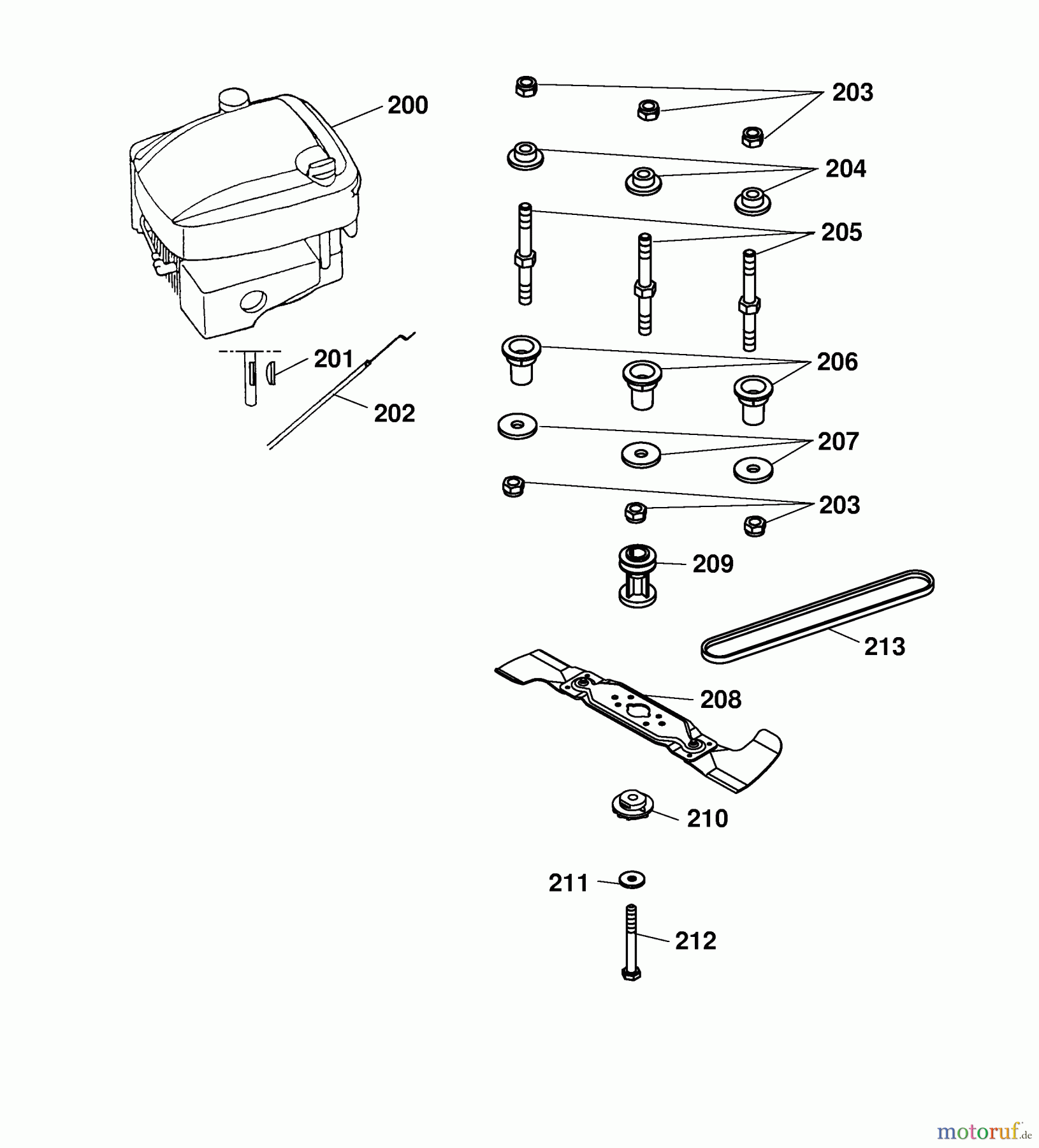  Wolf-Garten Petrol mower self propelled HBM 46 BA 4605008 Series B  (2005) Blade, Blade adapter, Engine