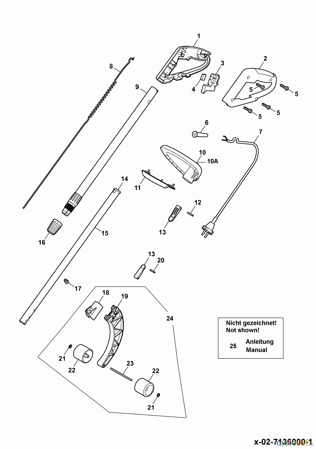  Wolf-Garten Electric trimmer GT 850 7136000 Series D, E  (2006) Handle